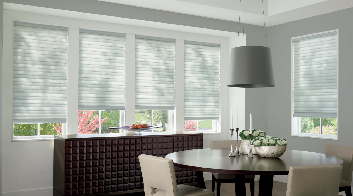 Cordless motorized shades in a Cincinnati dining room